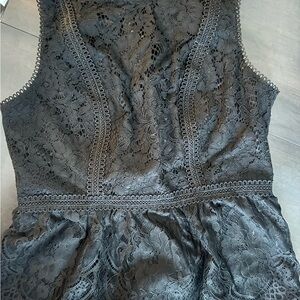 White House Black Market Black Floral Lace Top